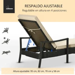 Outsunny Set De 2 Tumbonas De Ratán De Jardín Chaise Longue Con Respaldo Ajustable En 4 Posiciones Cojines Acolchados Y Desenfundables Para Terraza Patio Exterior 192x62,5x58-95 Cm Marrón Y Beige -Tienda Barata Lounge Sol 7037c746f39aeb36b10223daefa7aedbb899ecee 3318900f6c5b456ebe71e63a4725a4c5