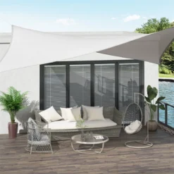 Outsunny Toldo Vela Rectángulo 4x6m Toldo Parasol Vela De Sombra Protección UV Poliéster Para Patio Terraza Jardín