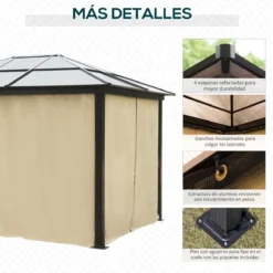 Outsunny Cenador Para Jardín 3x3.6 M Alumnio Pabellón Para Exterior Con Techo De Policarbonato Anti-UV Y 4 Mosquiteras Laterales Con Cremalleras Para Fiestas Eventos Beige -Tienda Barata Lounge Sol 70d13b102a633260dea984d6aa2c264822abcef7 d221611599124139909ae4896a394baf