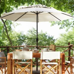 Sombrilla De Poliéster Beige Claro/negro ⌀ 285 Cm BIBIONE