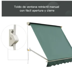 Outsunny Toldo De Ventana Toldo Manual De Aluminio Retráctil Para Exterior Toldo De Balcón Ángulo Ajustable Impermeable Tela De Poliéster 180x70cm Verde -Tienda Barata Lounge Sol 74a7cce3dda4f762142b6ad01478941a4ef56233 b6984c104ae14272b1e679e8dfd874d3