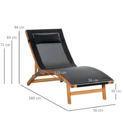 Outsunny Tumbona De Jardín Tipo Hamaca Con Altura De Respaldo Ajustable Reposacabeza Extraíble Y Marco De Madera Ergonómico Para Terraza Playa Exterior 180x56x72 Cm Negro -Tienda Barata Lounge Sol 74e78851b563452dbe039b6f8cf9bd8922e26a26 1ba198939abd4e5f919fd05611377d7f