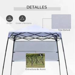 Outsunny Carpa Plegable 2,2x2,2x2m Con Lateral Altura Ajustable Protección UV 50+ De Acero Y Tela Oxford Con Bolsa De Transporte Blanco -Tienda Barata Lounge Sol 776e27ff51e6462eccd48ef7fac227d48aed9d71 e9f31f73a3124c4ca131f0f2fa5e7698