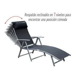 Outsunny Tumbona Plegable Respaldo Ajustable A 7 Niveles Con Almohada Texteline Resistente Relax En Exterior Piscina Terraza Camping 137x63.5x100.5cm Acero -Tienda Barata Lounge Sol 7afa888016a6dd22ea11839b9f198aea27f0f0d9 a8942dd51f034812a5d220d5ef59725e