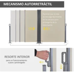 Outsunny Toldo Lateral Retráctil Doble 600x160 Cm Pantalla De Privacidad Extensible Con Ángulo Ajustable Y Protección UV 50+ Para Jardín Balcón Terraza Beige -Tienda Barata Lounge Sol 7b9682c59beac9c6157b7fbb3ee7e2e9be27a7a9 5226fd6988d641f1be677a410654509f