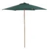 Outsunny Sombrilla Parasol De Madera Ø250x230cm Para Exterior Con 6 Varillas Sistema De Cuerda Con Fijación Desmontable Portátil Fácil De Guardar Y Transportar Verde