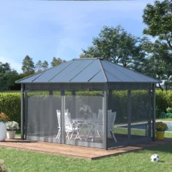 Outsunny Cenador De Jardín 4x3 M Aluminio Pabellón Para Exterior Con Techo De Policarbonato Y 4 Mosquiteras Laterales Con Cremalleras Para Fiestas Eventos Gris -Tienda Barata Lounge Sol 7e6cc48a1192fcff4e0f62ed0fb2c7b1327c8328 441867c1f31c4cf58eaca8d719aba609