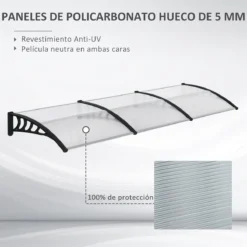 Outsunny Tejadillo De Protección 303x96 Cm Marquesina Exterior Para Puertas Y Ventanas Contra Sol Y Lluvia Con Soporte De Aleación De Aluminio PP Policarbonato Transparente -Tienda Barata Lounge Sol 7e7a8b9a5779ed20c0e3ad11e440ed58a413657c 1f0f0a48e8cc416ea1ee2276100b7779