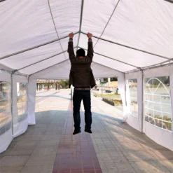 Outsunny Carpa De Jardín Cochera Gazebo 6x4m Pergola Cenador Pabellón 4 Paneles Laterales 6 Ventanas Para Fiesta Eventos Bodas Acero PE Blanco -Tienda Barata Lounge Sol 8199a0a7b7ee794aec7ca48ac6a5ca99632bf6d7 be9373edaf3d4398a12d050da679bbc0