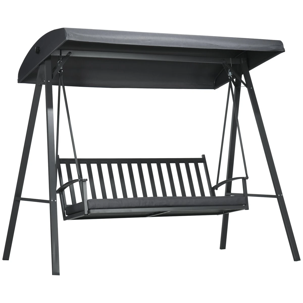 Outsunny Columpio De Jardín De 3 Plazas Silla Balancín Con Toldo Inclinable Cojín Extraíble Y Marco De Acero Para Terraza Piscina Patio Carga 360 Kg 210x128x184 Cm Gris Oscuro 3 Outsunny Columpio De Jardín De 3 Plazas Silla Balancín Con Toldo Inclinable Cojín Extraíble Y Marco De Acero Para Terraza Piscina Patio Carga 360 Kg 210x128x184 Cm Gris Oscuro