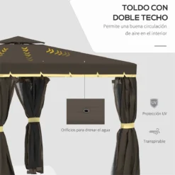 Outsunny Cenador De Jardín 3x3m Pabellón De Aluminio Exterior Con Doble Techo De Ventilación 4 Cortinas Laterales Y 4 Mosquiteras Con Cremallera Para Fiestas Eventos Patio Café -Tienda Barata Lounge Sol 824764123dbbf0359e932e763257b1cdbd224f01 db45b70e0a1a4c88a11a69c117728269