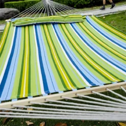 Outsunny Hamaca Colgante De Jardín Para 2 Personas Hamaca Ecológico Para Camping Con Almohada Carga De 180 Kg Rayas Azules Y Verdes 3,4x1,4m -Tienda Barata Lounge Sol 8274c763a7a7f774295397849e866e623bc5d8f2 b9d9736643d248049099259e7dd4526b