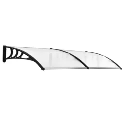 Outsunny Tejadillo De Protección 195x75 Cm Marquesina Para Puertas Y Ventanas Contra Sol Y Lluvia Con Paneles De Policarbonato Barras De Aleación De Aluminio Transparente