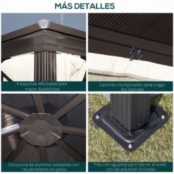 Outsunny Cenador Para Jardín 3x3 M Alumnio Pabellón Para Exterior Con Techo De Policarbonato Anti-UV Y 4 Mosquiteras Laterales Con Cremalleras Para Fiestas Eventos Beige -Tienda Barata Lounge Sol 85031d105f69bba7d09c7741f0ffffb060841f42 2d9995ebe1d34f41be07ed1aec41c9c9