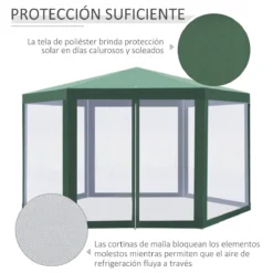 Outsunny Carpa Gazebo Tipo Cenador Hexagonal Con Mosquitera Para Jardín Y Terraza Ø1,97 M Material De Poliéster Repelente Al Agua (Verde) -Tienda Barata Lounge Sol 8508bc93c355ecffdbac53614a9b915c0d4b2ba0 32474995838e47e1b777424b481fb257