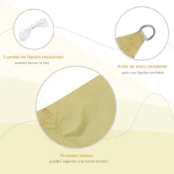 Outsunny Toldo Vela Cuadrado 3x3m Vela De Sombra Para Terraza Jardín Camping Resistente Al Agua Protección UV Poliéster Color Arena -Tienda Barata Lounge Sol 86b266ec14cc1bc115163d543b212e56d5bb96eb 0f042fe3d4d04b7ebf4ca3a90c832357