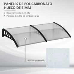 Outsunny Tejadillo De Protección 200x96x27 Cm Marquesina Exterior Para Puertas Y Ventanas Contra Sol Y Lluvia Con Soporte De PP Policarbonato Transparente -Tienda Barata Lounge Sol 86be409dfa8c74c8dfd5faf3ae6d956207b921d5 9a9cc8b84583490bbf63ed35b51e3ef4