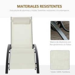 Outsunny Tumbona Reclinable Con Respaldo Ajustable En 5 Posiciones Y Reposacabezas Extraíble Acolchado Aluminio Texteline Para Jardín Terraza Balcón 171x64x82 Cm Beige -Tienda Barata Lounge Sol 8b4ae2a9232b733edb7533a51ba00bbdd8801898 a70cae958f4f4a4f8e4530cd442818be