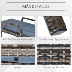 Outsunny Conjunto De 2 Tumbonas De Ratán De Jardín Con Cojines Acolchados Respaldo Ajustable En 5 Posiciones 2 Ruedas Y Tela Extraíble Lavable 67x196x51 Cm Gris -Tienda Barata Lounge Sol 8c15bbe0ab62266356baf8ea91aebffefe10dcc1 fe2cbb5b25e645ffb0e4efad111abfe2