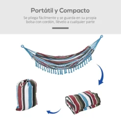 Outsunny Hamaca Doble Portátil De Algodón 285x150 Cm Con Bolsa De Transporte Para Exteriores Patio Jardín Playa Camping Carga 180 Kg Multicolor -Tienda Barata Lounge Sol 8d49eb9f95367639c4a76497a32306570a6d1fff 2f969d2b2bfd4a65956304f20bb0122d
