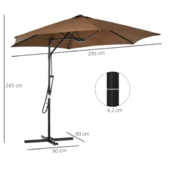Outsunny Sombrilla Voladizo De Jardín Ø295x245 Cm Parasol Excéntrico Manivela Manual Con 6 Varillas De Metal Ventilación Y Base Cruzada Para Patio Terraza Exterior Marrón -Tienda Barata Lounge Sol 8df164d61fe763deb191c0bcaa81e1da1e6fe4cc ee18165b3e9c45da9c0ce255ff7c85f6