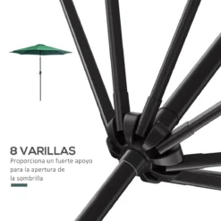 Outsunny Sombrilla De Jardín Ø295x250 Cm Con Manivela Parasol Exterior Con Mecanismo De Inclinación Y Poste Desmontable De Metal Para Terraza Piscina Patio Verde -Tienda Barata Lounge Sol 8ebe1e574630e210252cd8ad3d55730a4cfeb087 4a3bbe989beb469cb4ecff41b6c6cea6