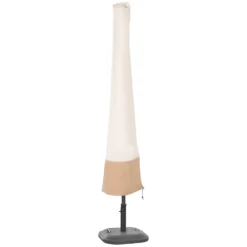 Outsunny Funda Para Sombrilla De Jardín Impermeable De Tela Oxford 600D Ø60x190 Cm Funda Protectora De Parasol Con Banda Elástica Y Cremallera Para Patio Terraza Exterior Beige