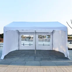 Outsunny Carpa De Jardín Cochera Gazebo 4x4m Pergola Cenador Pabellón 4 Paneles Laterales 4 Ventanas Para Fiesta Eventos Bodas Acero PE Blanco -Tienda Barata Lounge Sol 90388cf06eeca69a808ad9a5733a8eec42872f74 41f4acf5b8af41b492bb71e319a4d926