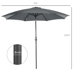 Outsunny Sombrilla De Jardín Ø300x240 Cm Parasol De Terraza Con Manivela Techo Inclinable Y 8 Varillas De Metal Para Patio Balcón Exterior Gris -Tienda Barata Lounge Sol 906aa37ede18f273c03de6c9691d92b29eda54fe 783cfad3aca04d828e454a2be4705724