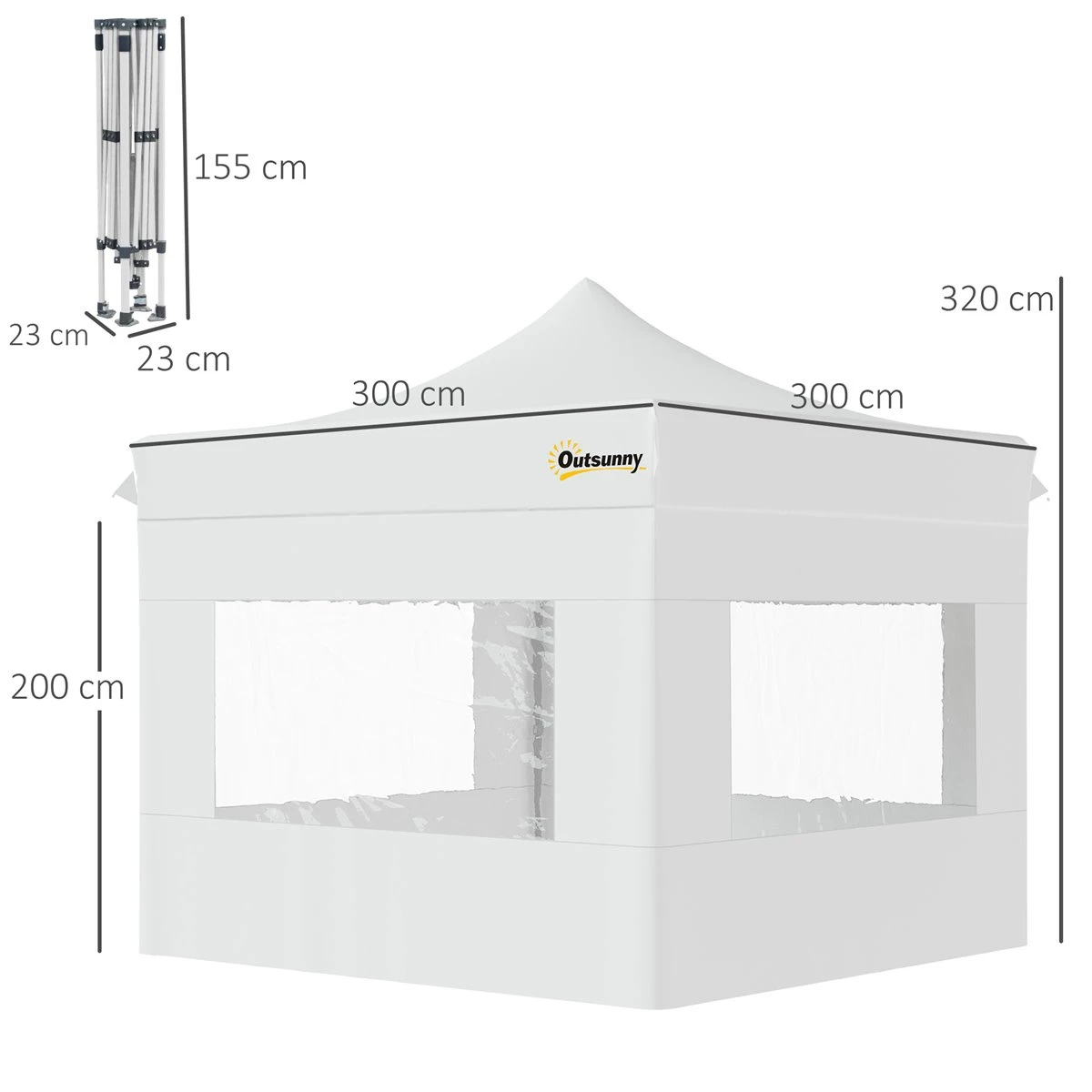 Outsunny Carpa Plegable 3x3 M Con Altura Ajustable Cenador De Jardín Con 4 Paredes Extraíbles De Tela Oxford 4 Ventanas Y Bolsa De Transporte Para Exterior Terraza Camping Blanco 5 Outsunny Carpa Plegable 3x3 M Con Altura Ajustable Cenador De Jardín Con 4 Paredes Extraíbles De Tela Oxford 4 Ventanas Y Bolsa De Transporte Para Exterior Terraza Camping Blanco - Imagen 3