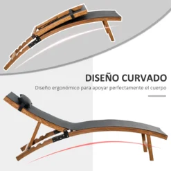 Outsunny Tumbona De Jardín Tipo Hamaca Con Altura De Respaldo Ajustable Reposacabeza Extraíble Y Marco De Madera Ergonómico Para Terraza Playa Exterior 180x56x72 Cm Negro -Tienda Barata Lounge Sol 93e1ed8d955c14d61768a6e64312d1fed44824e5 dcd1388f923048679be110890dfb3b43