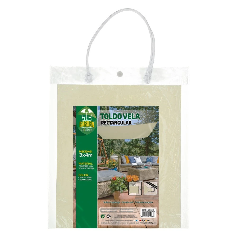 Toldo Vela Sombreo Rectangular Aktive Garden Color Crema 6 Toldo Vela Sombreo Rectangular Aktive Garden Color Crema - Imagen 4