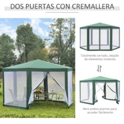 Outsunny Carpa Gazebo Tipo Cenador Hexagonal Con Mosquitera Para Jardín Y Terraza Ø1,97 M Material De Poliéster Repelente Al Agua (Verde) -Tienda Barata Lounge Sol 95620b344d2fbdb2db774c475c89fb10fdfaa711 699f82b0f42c46f39cda9055cf0a9c48