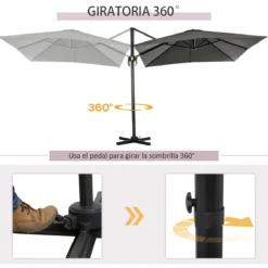 Outsunny Sombrilla De Jardín De Aluminio 245x245x245 Cm Parasol Excéntrico Con Manivela Giratorio 360° Inclinación De 5 Niveles Tela Desmontable Y Ventilación Para Patio Terraza Gris -Tienda Barata Lounge Sol 999e0b3239c8bd96675a5a284d77e9238a72a2ef 34eb0ea68ba146d0b63a95de5f80ca93
