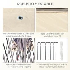 Outsunny Carpa Plegable Exterior 3,3x3,3x2,88 M Altura Ajustable Cenador De Jardín Con Doble Techo 4 Mosquiteras Extraíbles Y Bolsa De Transporte Para Camping Fiestas Beige -Tienda Barata Lounge Sol 9b73fd91b17678d2721a97651c7391207c9bc159 9f61c05b219b44788a779605db7eec56