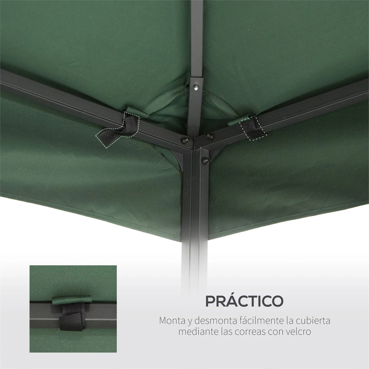 Outsunny Techo De Reemplazo 3X3 Metros Para Carpa Pabellon Toldo Eventos Y Bodas Verde Esmeralda 7 Outsunny Techo De Reemplazo 3X3 Metros Para Carpa Pabellon Toldo Eventos Y Bodas Verde Esmeralda - Imagen 5