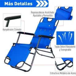 Outsunny Tumbona Reclinable Y Plegable Con Respaldo Ajustable Reposabrazos Almohada Y Reposapiés Para Jardín Terraza Carga 136 Kg 153x60x29 Cm Azul -Tienda Barata Lounge Sol 9d656fd84f21beeab92d3be4d474a285c07a6a81 e930c0da2b6e429db39cb534eeae35ec