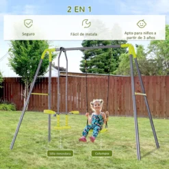 HOMCOM Set De Columpio Infantil Al Aire Libre Con Columpio Y Balancín Doble Plaza Juguetes Exterior Adecuado Para +3 Años 245x138x180cm Verde Y Gris 16 HOMCOM Set De Columpio Infantil Al Aire Libre Con Columpio Y Balancín Doble Plaza Juguetes Exterior Adecuado Para +3 Años 245x138x180cm Verde Y Gris -Tienda Barata Lounge Sol 9e68cf2ec706e46a22fda3010898560bc67af5ea 96be97a5c4ba40a284cafe9d48bfd055
