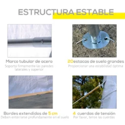 Outsunny Carpa De Jardín Cochera Gazebo 4x4m Pergola Cenador Pabellón 4 Paneles Laterales 4 Ventanas Para Fiesta Eventos Bodas Acero PE Blanco -Tienda Barata Lounge Sol a1e5096e1f51e25fa625397a389236cd18964bc3 6218be2cca5e49ed9f66e415d3a8c29c