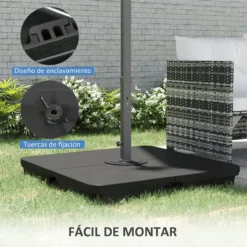 Outsunny Pesos Para Base De Sombrilla En Voladizo De 4 Piezas Rellenable De Arena 120 Kg O Agua 160 Kg Para Sombrilla De Plátano Base Cruzada 90x90x10,5 Cm Negro -Tienda Barata Lounge Sol a1f1d37bc89d204ce064b997a433bc53c80a6f82 64db569bcf3f45daa77baa447e153112