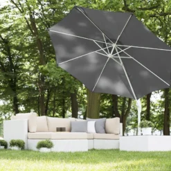 Sombrilla Voladiza De Poliéster Gris Oscuro/blanco 300 Cm SAVONA -Tienda Barata Lounge Sol a271b5290f45b9f0c4073dd9e29dcab0721abbb6 56cdfa91b6554f6eb72523859a3994fe