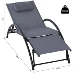 Outsunny Tumbona De Jardín Aluminio Reclinable Con Respaldo Ajustable De 5 Niveles Reposapiés Regulable Y Reposacabezas Extraíble Para Terraza Balcón Exterior 66x152x81 Cm Gris -Tienda Barata Lounge Sol a28a20ab2cd1c137e0158e276dc020a773965876 ed0cb26dfbc0424e8fc9953e06421bec