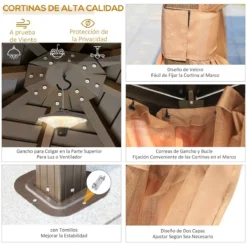 Outsunny Cenador De Jardín 3x3 M Marco De Aluminio Con 4 Cortinas Laterales 4 Mosquiteras Y Gancho Para Lámpara Gazebo Pabellón Para Exterior Patio Fiestas Marrón -Tienda Barata Lounge Sol a4285e093da1e52ec93ee9a452c46da951e0a078 a3dfbd099d66490ea0454d6d18b7e2c5