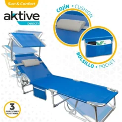 Tumbona Plegable Con Parasol Y Cojín Aktive Beach -Tienda Barata Lounge Sol a4543a36b3a1a1fa782ae1841c78ecdf6ff7ed89 055eb908a9d4448ba7013dedeeeef850