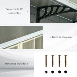 Outsunny Tejadillo De Protección 103x96,5x27 Cm Marquesina Exterior Para Puertas Y Ventanas Contra Sol Y Lluvia Con Soporte Aleación De Aluminio Policarbonato Marrón Translúcido -Tienda Barata Lounge Sol a61fa6114e50337448423ebd0514008b4f8a4bb7 eed4582fe2ec4667af92743c7b3553a5