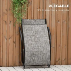 Outsunny Tumbona Plegable De Jardín Con Reposabrazos Reposapiés Respaldo Transpirable Y Marco De Metal Ergonómico Para Terraza Playa Camping 170x62x68 Cm Gris -Tienda Barata Lounge Sol a6247a58cd63de5149f7be06fe1ea34425beb724 e98e01a12ae0430b9fd6a265a77c45d9