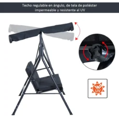 Outsunny Columpio De Jardín De 3 Plazas Silla Balancín Con Parasol Techo Ajustable En Ángulo Para Terraza Balcón Carga Máx. 200 Kg Acero 172x110x153 Cm Negro 14 Outsunny Columpio De Jardín De 3 Plazas Silla Balancín Con Parasol Techo Ajustable En Ángulo Para Terraza Balcón Carga Máx. 200 Kg Acero 172x110x153 Cm Negro -Tienda Barata Lounge Sol a9202885b57e31c023b199ff9d5921ef1a15bab8 eca72997f87b4b7d87c29e27ed12c6ef