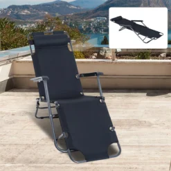 Outsunny Tumbona Reclinable Y Plegable Con Respaldo Ajustable Reposabrazos Almohada Y Reposapiés Para Jardín Balcón Carga 136 Kg 135x60x89 Cm Negro -Tienda Barata Lounge Sol aa1fe97901d119e0ffc87049ebcd2088cd2ad5ec 40b49986721d4bde9dc68c3749b9a895