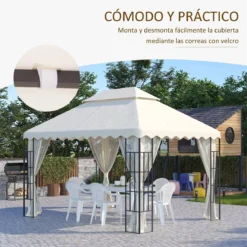Outsunny Toldo De Repuesto Para Carpa 4x3 M Cubierta De Reemplazo Con Techo De Doble Ventilación Y 10 Orificios De Drenaje Para Patio Jardín Aire Libre Crema -Tienda Barata Lounge Sol aabe8923193074f3d8b08524e916b45c33dd6215 e1076a497065469caf0ecf8c994775a5