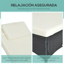 Outsunny Conjunto De 2 Tumbonas De Ratán De Jardín Chaise Longue Con Respaldo Ajustable En 5 Posiciones Cojines Acolchados Reposacabezas Y 2 Ruedas 200x73x72-103 Cm Negro -Tienda Barata Lounge Sol ac6e3a723d492a21f6671884fc1cf36a76a56e59 bc187db976e0493cae28a2105f1b457f